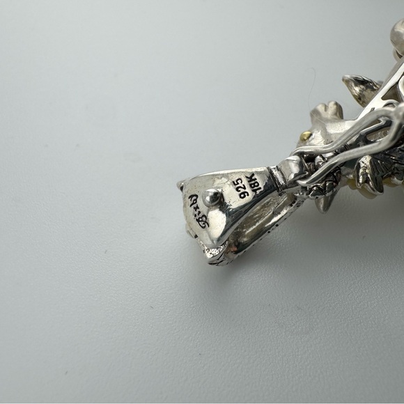 Barbara Bixby Sterling and 18 Karat Gold Unicorn Pendant Enhancer with Gemstones - Picture 6 of 11